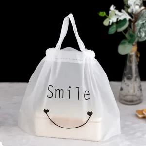 Plastic Takeout Bags with Double Layer Drawstring Custom Food Delivery Bags Reinforced