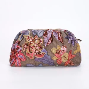 Pleated Luxurious Dinner Evening Bags Ladies Charming Party Bags Zipper Mesh Embroidery Sequin Clutch Ladies Cloud Bags