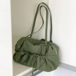 Pleated Premium Underarm Bag Tote Shoulder Bag Large Capacity Nylon Bag for Women