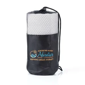 Polyester Drawstring Mesh Pouch Bag with Water Bottle Holder and Beach Towel Storage Package