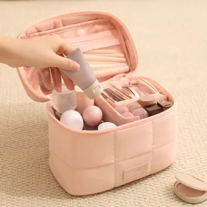 Polyester Zipper Cosmetic Bag Portable Large Capacity Macaron Women’s Makeup Travel Storage Bag