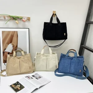 Popular Corduroy Women’s Bag for Export New Fashion Handbag Japanese Mori Style Large Capacity Shoulder Crossbody Bag