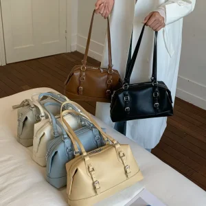 Popular Women’s New Retro Underarm Bag PU Polyester Lining Waterproof Single Strap Versatile Fashion Shoulder Satchel