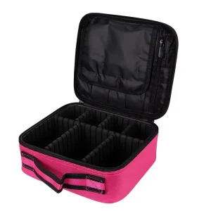 Portable Cosmetic Bag Makeup Case Brush Holder CosmeticTrain Organizer Women Travel Pink Black Toiletry Bag