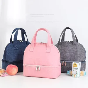 Portable Double-Layer Lunch Bag Waterproof Storage Lunch Bag Student Handbag Tote Lunch Bag