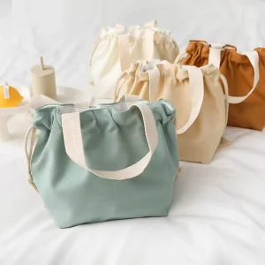 Portable Eco friendly Durable Colorful Cotton Canvas Drawstring Bags Reusable Gift Present Canvas Drawstring Bag Custom Logo