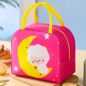 Portable Foldable Cartoon Tote Kids Lunch Bag Box Eco-Friendly Insulated Cooler for School Students Children