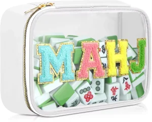 Portable Foldable Modern Luxury PVC Mahjong Tile Carry Bag Waterproof Polyester Travel Organizer Large Capacity Game Storage