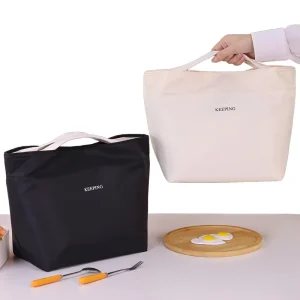 Portable Nylon Lunch Bag with Zipper Closure Lightweight and Waterproof Aluminum Foil for Office Workers and Students