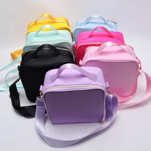 Portable Pink Lunch Bag for Women Kids Waterproof Nylon Lunch Box Cooler Travel Thermal School Lunch Bag Insulated Lunch Bag