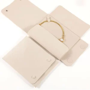 Portable Travel Jewelry Bag High Grade Exquisite Button Closure Custom Logo Storage Bag for Women’s Earrings Necklaces Rings