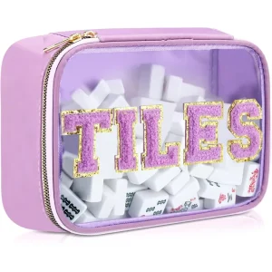 Portable Waterproof PVC Mahjong Tile Storage Bag Letter MAHJ Travel Organizer Large Capacity Polyester Mahjong Tiles Carry Pouch