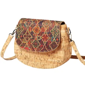 Portugal Cork Saddle Bags for Women OEM Custom Vegan Crossbody Handbag Water Resistant Surface