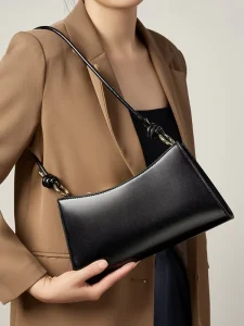 Premium Cowhide Shoulder Bag Elegant Evening Clutch Purse Chic Knot Strap Tote Ladies Small Top Handle Bag