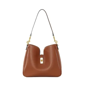 Premium Cowhide Underarm Bag Women Luxury Black Leather Shoulder Purse Minimal Fashion Daily Handbag
