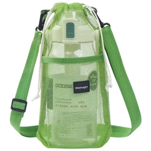 Premium Mesh Drawstring Bottle Carry Bag Adjustable Strap Lightweight Bottle Holder Outdoor Sports Travel Durable Bag