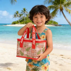 Print on Demand Portable Handbag High quality Aloha Tropical Flower Insulated Kid’s lunch Bag Custom Made Mini Cooler Bag