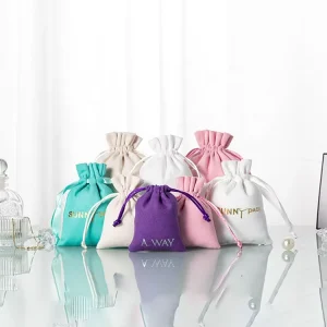 Printable Logo Jewelry Bags Dustproof Gift Pouch Custom Silk Jewelry Bag Cosmetics Drawstring Velvet Dust Bag for Jewelry