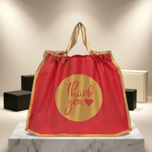 Printed Logo Drawstring Plastic Restaurant Takeout Bag with Drawstring Handle Frosted Food Takeout Packaging Bag