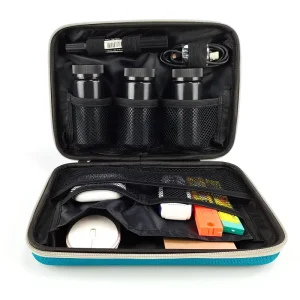 Professional Custom EVA Hard Shell Travel Organizer Bag Waterproof Shockproof EVA Essential Oil Case With Leather Handle