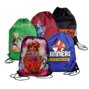 Professional Supplier Custom Branded Drawstring Backpacks Free Design 210D 420D Nylon Adjustable Leather Wrapped Finish