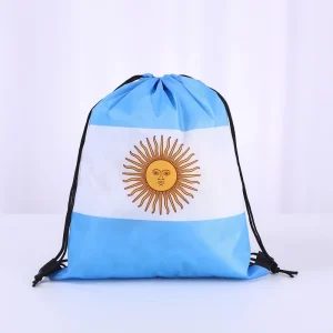 Promotional Polyester Custom Printing Argentina Country Event Sports Flag Drawstring Backpack Outdoor Gym Bag
