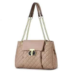 Pu Underarm Large Capacity Zipper Chain Shoulder Bag Lady Plaid Fashion Embroidery Crossbody Bag All Seasons