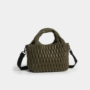 Puffer Handbags for Women Ladies Mini Tote Bags Puffy Crossbody Bags Soft Down Cotton Large Padded Handbag Quilted Nylon Tote