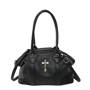 Punk PU Leather Handbags for Women Luxury Branded Top Handle Shoulder Crossbody Bags Gothic Purse