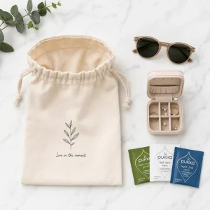 Pure Cotton Recyclable Drawstring Bag Ecofriendly Reusable Washable Non Toxic SGS Certified Skin Friendly Gift Pouch