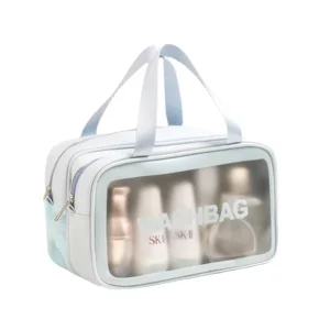 Pvc Waterproof Makeup Cosmetic Bag Transparent Wash Storage Organizer Clear Travel Toiletry Bag With Handle