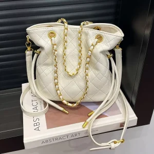 Quilted Drawstring Chain Handbag Women Small Purse Designer Shoulder Bag Luxury Custom Brand Bag for Lady