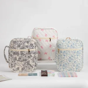 Quilted Dustproof Book Cover Multi functional Modern Minimalist Book Storage Bag Travel Portable Flower Prayer Cosmetic Bag