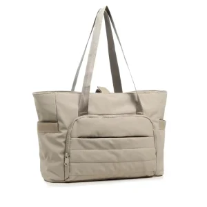 Quilted Tote Bag with Compartments and Yoga Mat Strap Lightweight Large Shoulder Bag for Travel Work Gym