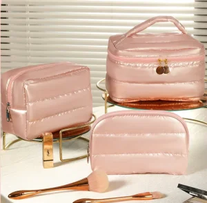 Quilting Cosmetic Bag Lightweight Soft Waterproof Makeup Storage Bag for Women