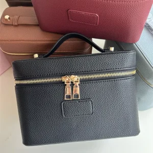 Ready Stock Large Capacity PU Leather Double Zipper Handle Portable Beauty Cosmetic Bags for Travel Ladies Vanity Makeup Bags