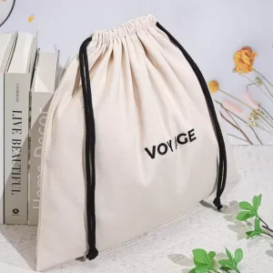 Recyclable Natural Cotton Twill Cover Bag for Handbag Custom Logo Printed Drawstring Clothes Shoe Storage Dust Cotton Bag