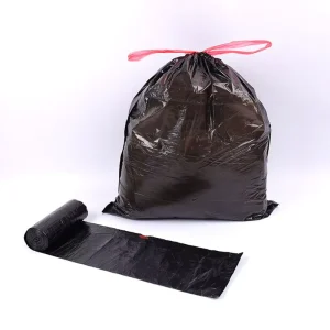 Recyclable PE Side Gusset Drawstring Trash Bag with Embossing on Roll
