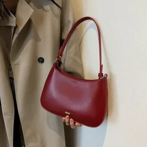 Red Underarm Shoulder Bags for Women New Texture Leather Crossbody Bag Luxury Designer Wedding Bride Handbags Sling Bag