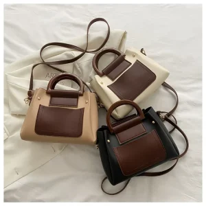 Retro Color Contrast Handbag Pattern Bag Women’s Patchwork Bag Retro Texture Square Shoulder Crossbody Tote Messenger for Women