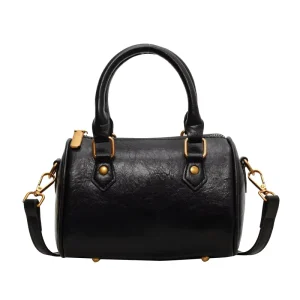 Retro Genuine Leather Bag Women American Style Vintage Top Handle Crossbody Shoulder Purse Cowhide Casual