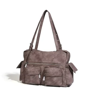 Retro Multi-pocket Motorcycle Bag Style Simple Fashion Large Capacity Shoulder Underarm HandBag Designer Brand Bag