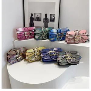 Retro Rivet New Chain Bag Snake Print Designer Shoulder Bag Crossbody Small Square Butterfly Wings Women’s Messenger Bags