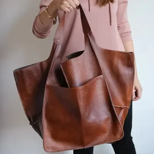 Retro Simple Soft Leather Large-capacity Single-shoulder Portable Tote Women’s Bag