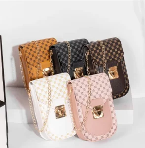 Retro style Geometric Print Autumn Women’s Phone Bag Trendy Fashion Shoulder Crossbody Chain Bag