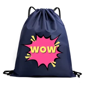 Reusable Custom Logo Waterproof Drawstring Backpack Lightweight Nylon Polyester Outdoor Gym Sport Travel Hiking Bag