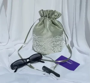Reusable Double Lace Drawstring Bags Silk Drawstring Bags