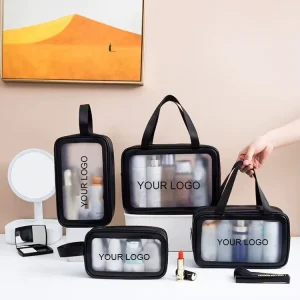 Reusable Elegant Travel Cosmetic Organizer Private Label Large Capacity Clear PVC PU Waterproof Cosmetic Bags