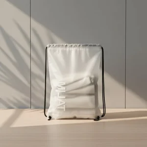 Reusable Frosted CPE Drawstring Shoe Bag Waterproof Semi Transparent Draw Cord Custom Order Clothes Storage Bag
