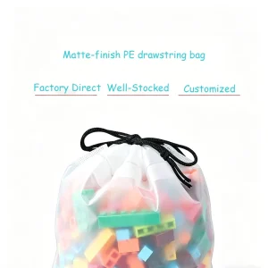 Reusable Frosted Plastic Drawstring Bags for Garment Storage and Travel Packing